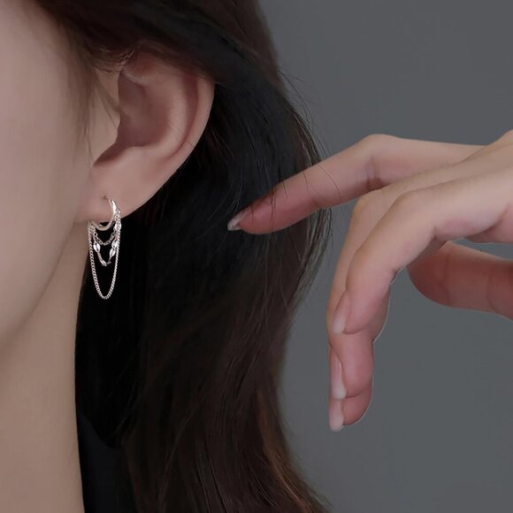 Solid Sterling Silver Drop Earrings - Picture 2 of 7